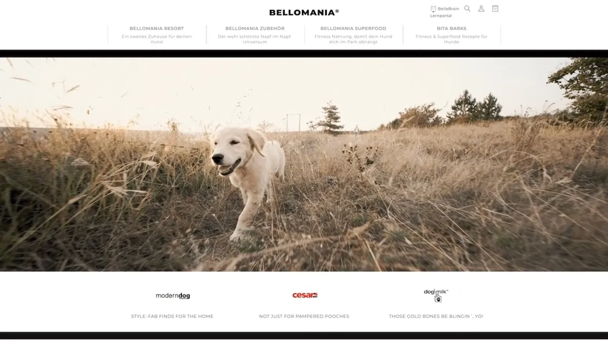 Screenshot of the bellomania homepage