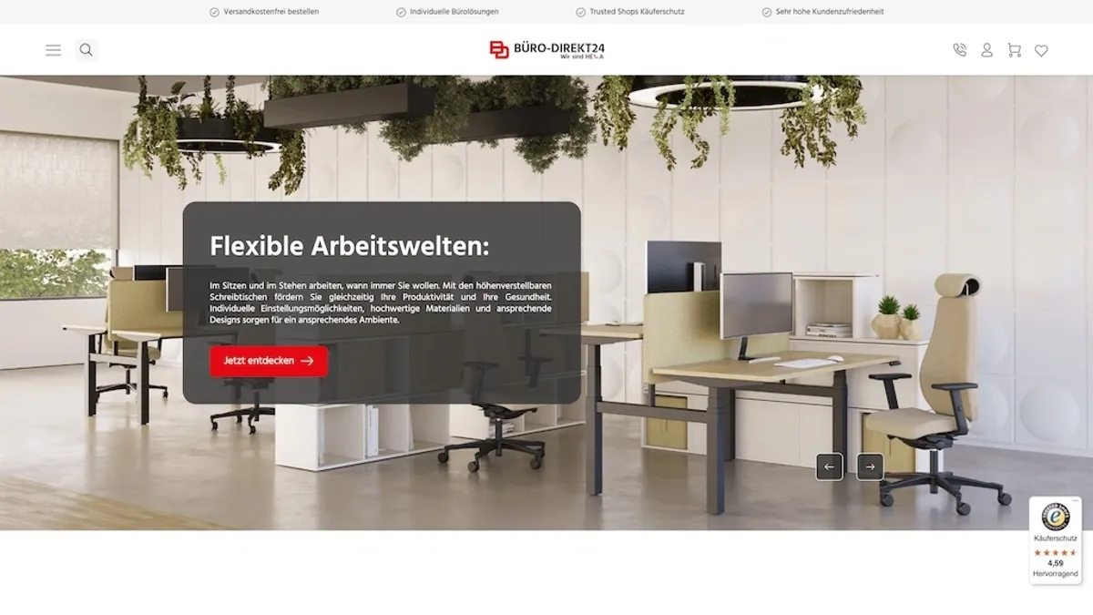 Screenshot of the Bürodirekt24 homepage