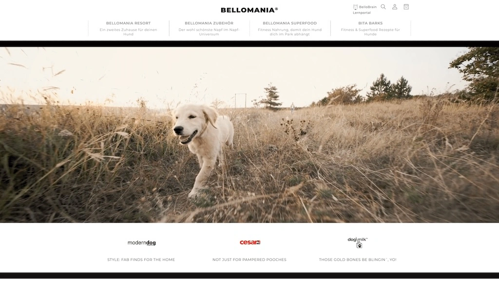 Screenshot of the bellomania homepage